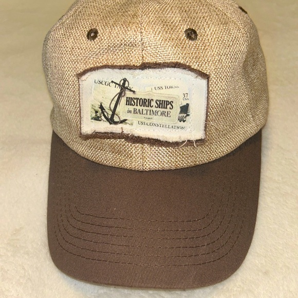 **6/$20** Historic Ships In Baltimore Beige/Brown Adjustable Strap Hat - Picture 1 of 7